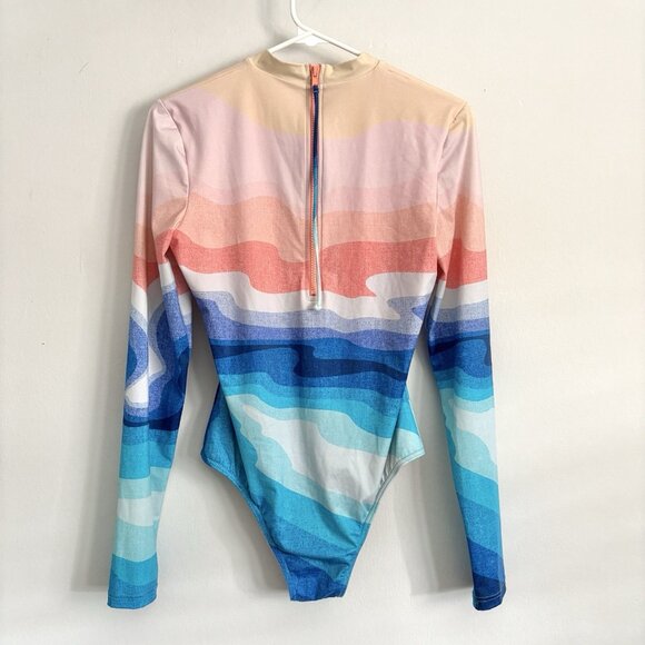 Billabong Sea Trip Long Sleeve Bodysuit Rashguard Swimsuit Women’s Size Large - Picture 5 of 7